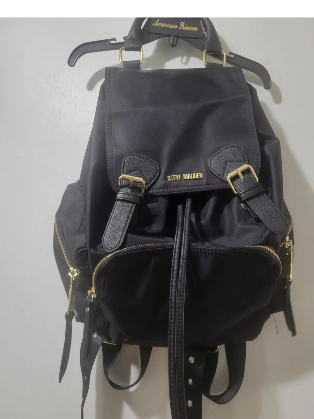 Steve Madden Black Backpack with Gold Hardware